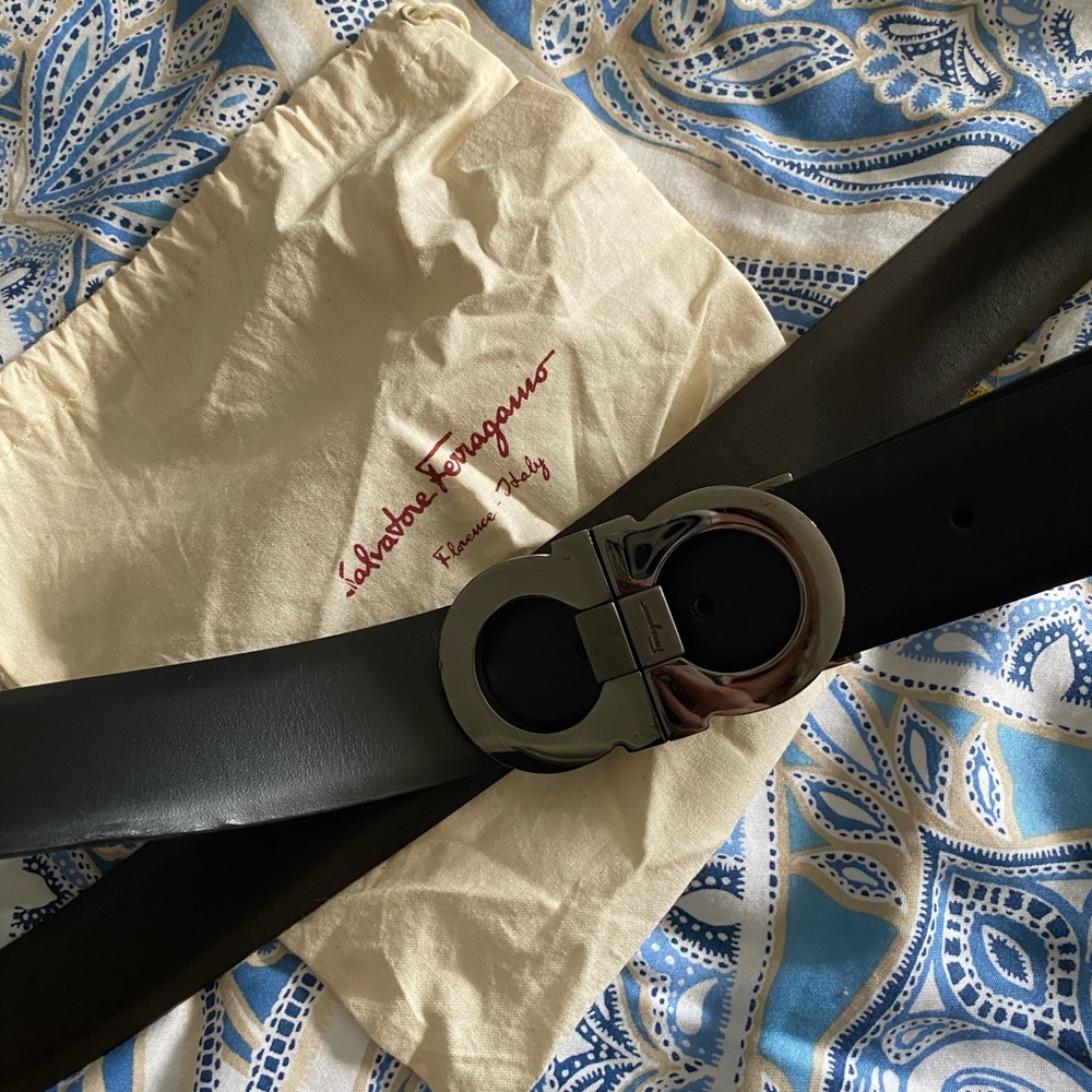 Ferragamo Double Gancini Buckle Reversible Belt
